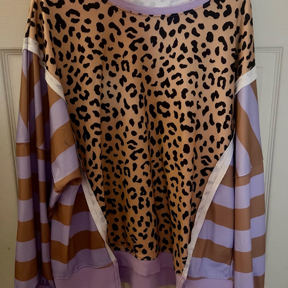 Leopard and Striped Patterned Sweater